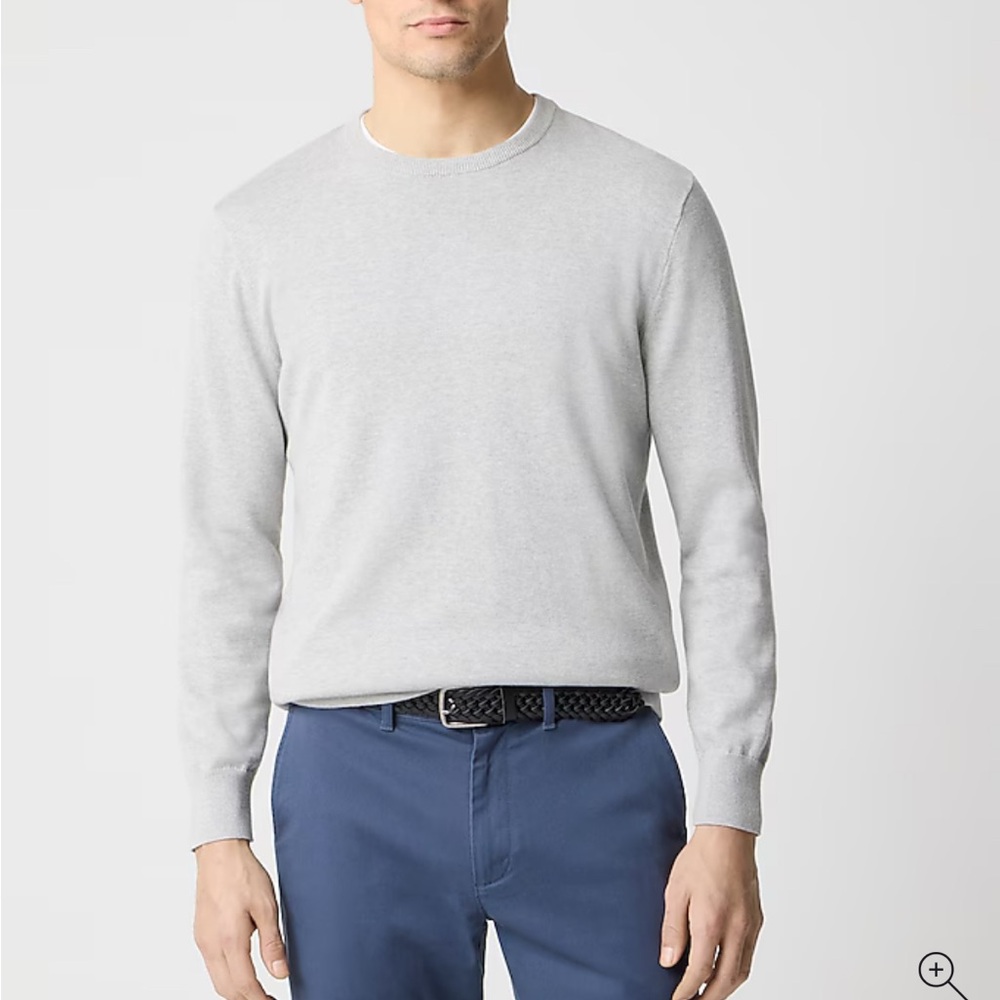 J. Crew Mens Cotton Crewneck Sweater Tee Heather Gray Large